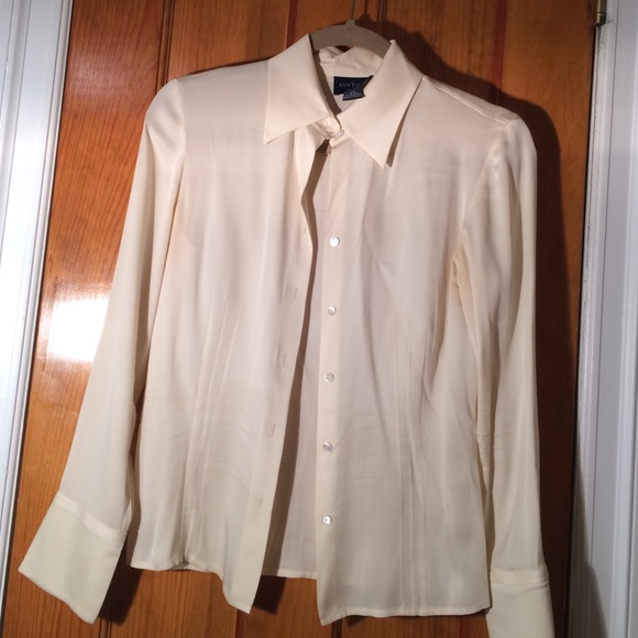 Ann Taylor nude silk blouse petite 4 - Picture 4 of 4