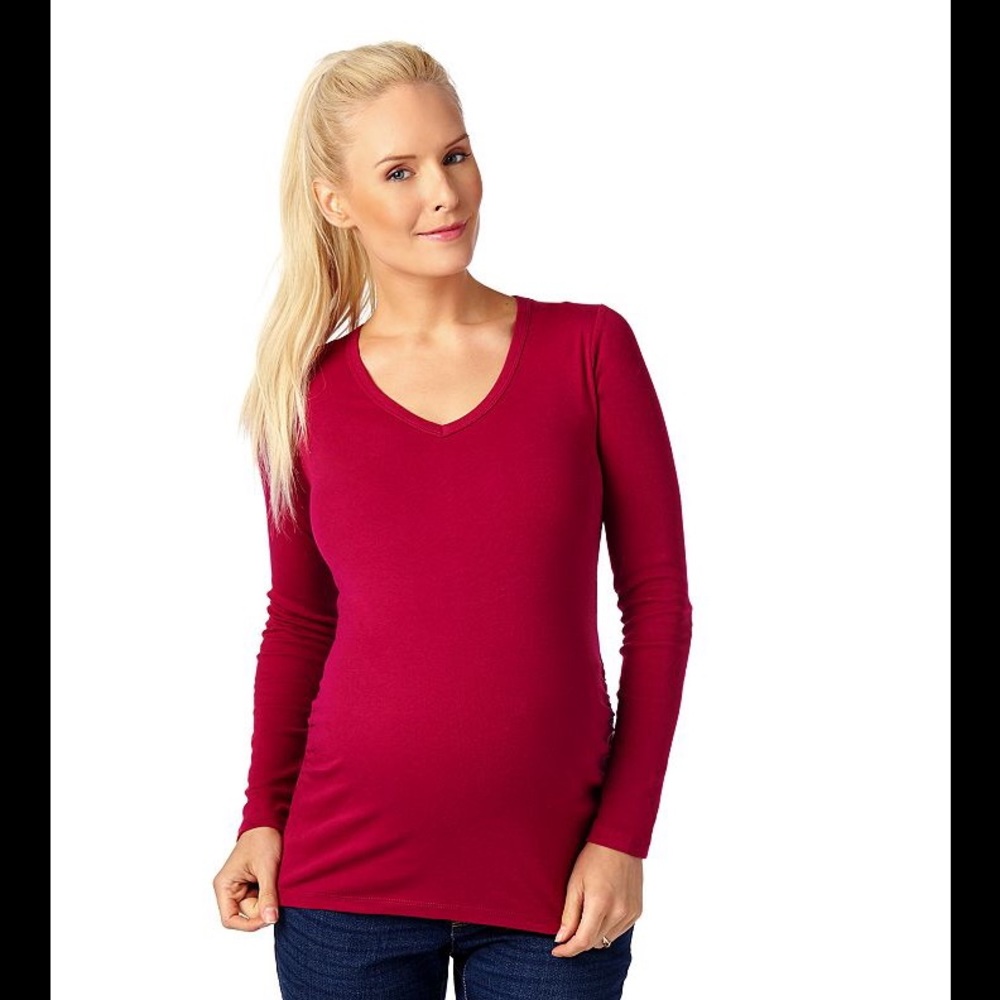 SOLD Maternity S M Oh Baby by Motherhood Wine Top - Picture 5 of 5