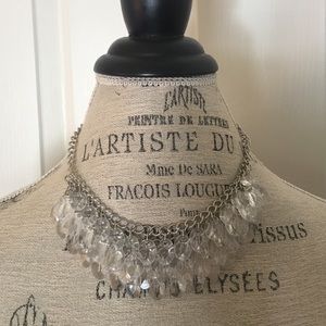 2 in 1 Clear crystal statement necklace