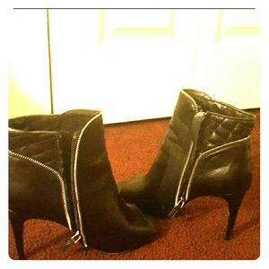 Halogen  Genuine Leather Zippered Booties