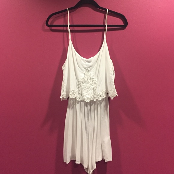 White Romper with embroidered top