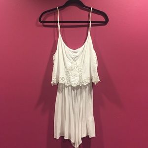 White Romper with embroidered top