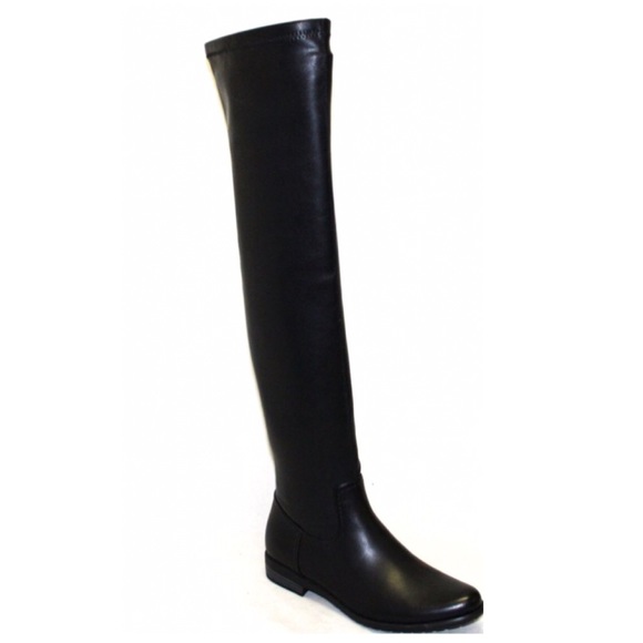 Black Flat Vegan Leather Boot