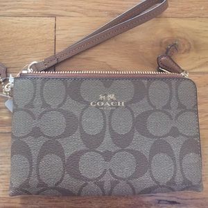 Coach double pocket wristlet