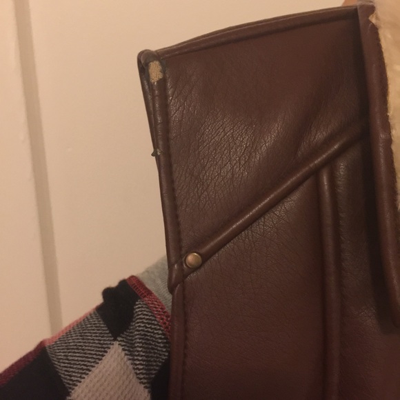 Brown faux leather shearling vest. - Picture 3 of 3