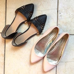 Black & Nude Pink Express flats