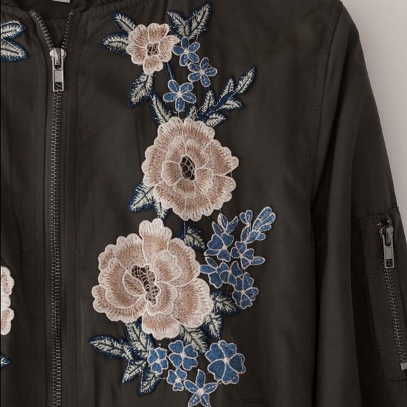 Floral Embroidered Bomber Jacket - Picture 2 of 4