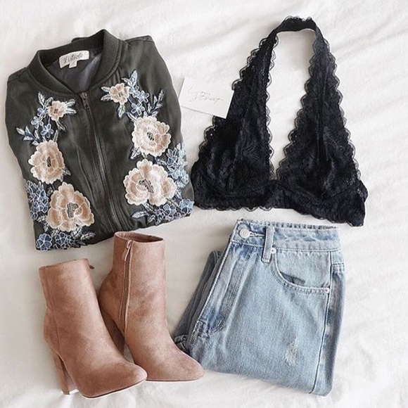 Floral Embroidered Bomber Jacket - Picture 4 of 4