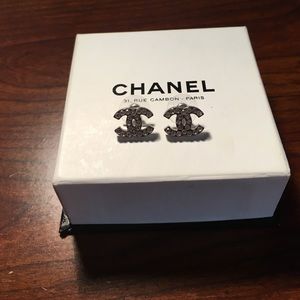 Chanel "double c" rhinestone earrings