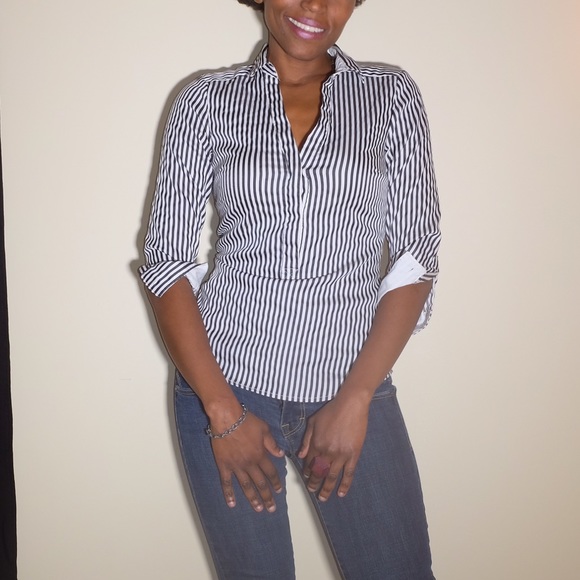 H&M Black Striped Top