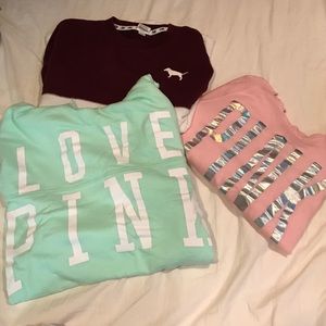 3 Victoria Secret Pink pullover sweaters