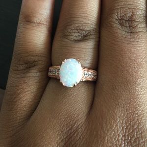 Rose Gold & White Opal Ring
