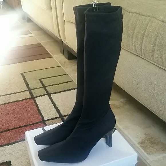 Nine West Black stretch Heel boots Nine West 7.5 New with box UNWORN - Picture 2 of 4