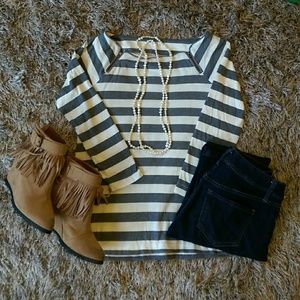 J Crew Striped Boatneck Top Worn Once XS