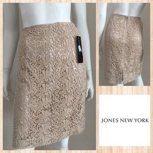 JNY Beige Lace Overlay Pencil Skirt Size 12