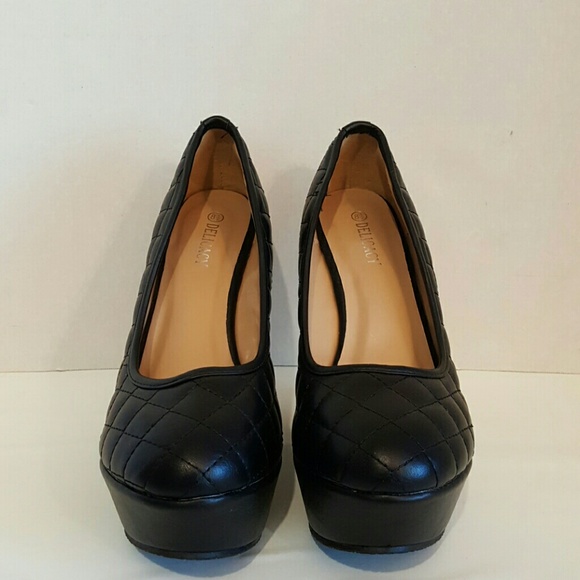 DELICACY TRENDY BLACK CAREER WEDGES SIZE 8.5