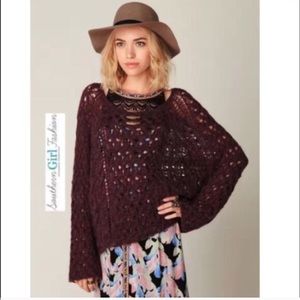 Cozy Free people shaggy knit purple sweater sz xs