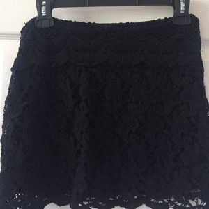 Black lace stretch mini skirt