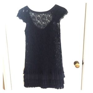 Jessica Simpson navy pleated lace cocktail dress