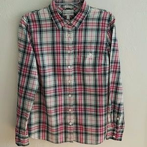 J. Crew Plaid Boy Style Button Down Size 8