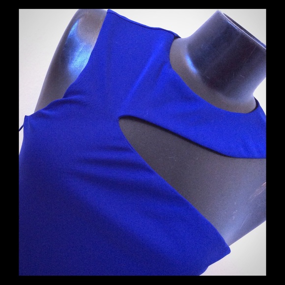 Royal Blue Asymmetrical Bodysuit - Picture 3 of 4