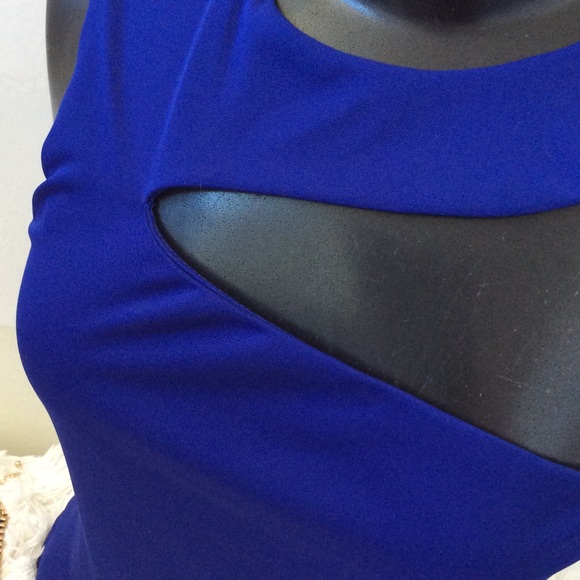 Royal Blue Asymmetrical Bodysuit - Picture 2 of 4