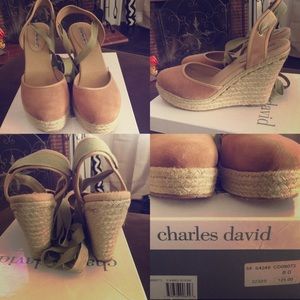Suede tie up heels. Like new. Espadrilles