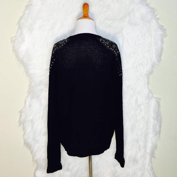 Topshop Black Embellished Shoulder Sweater - Picture 3 of 4