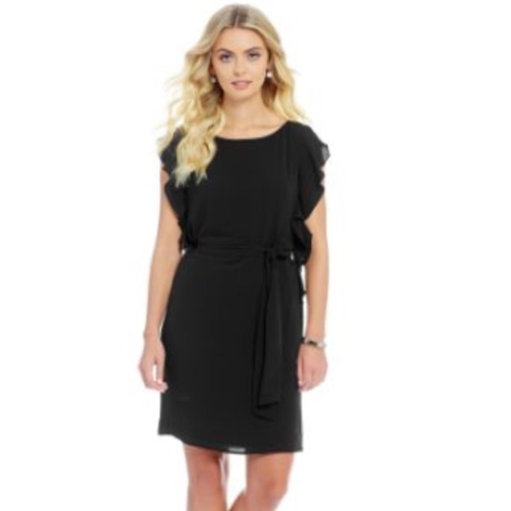Black Michael Kors Ruffled Sleeve Midi Dress - Picture 1 of 4