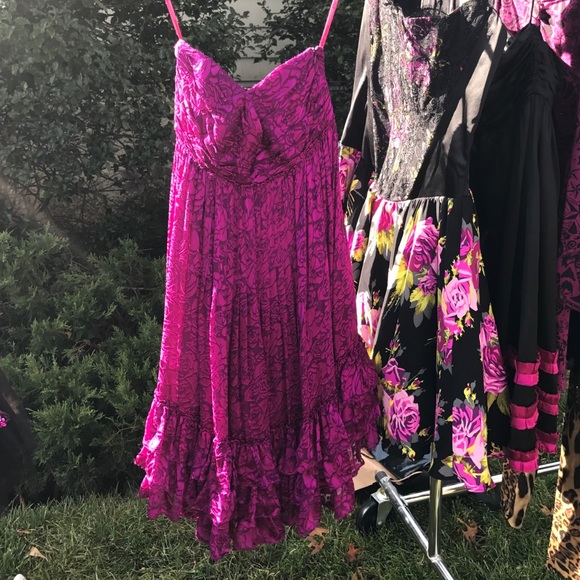 Betsey Johnson Strapless Burnout Rose Dress