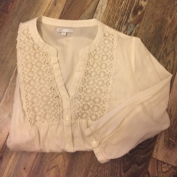 GAP Tops - Lace button up cream blouse