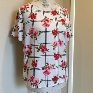 Floral Grid Pattern Top