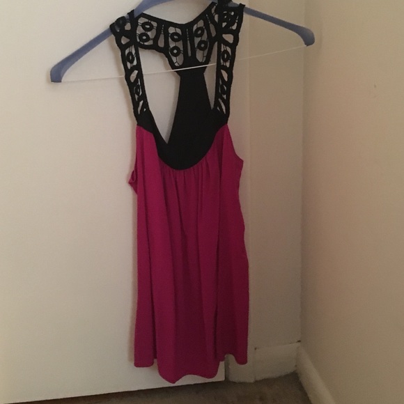 Hot pink and black blouse