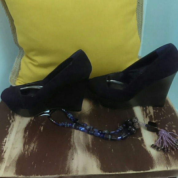 Qupid Royal Purple Wedge Sz 8 - Picture 3 of 4