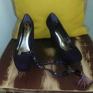 Qupid Royal Purple Wedge Sz 8
