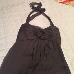 Amsale grey halter bridesmaid dress