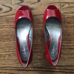 Cole Haan + Nike Air red patent peep toe sandals