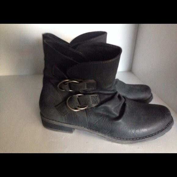 New Charcoal Leather Boots 8