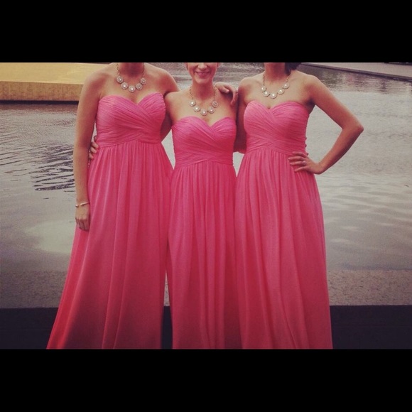 Bill Levkoff bubble gum pink bridesmaid dress - Picture 3 of 3