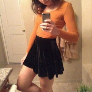 Black velvet circle skirt