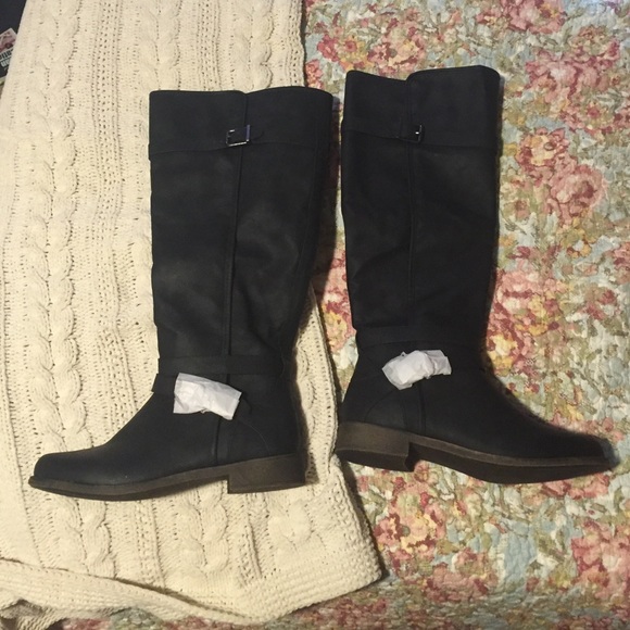 Never worn black knee high boots