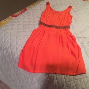 Coral dress with beading detail