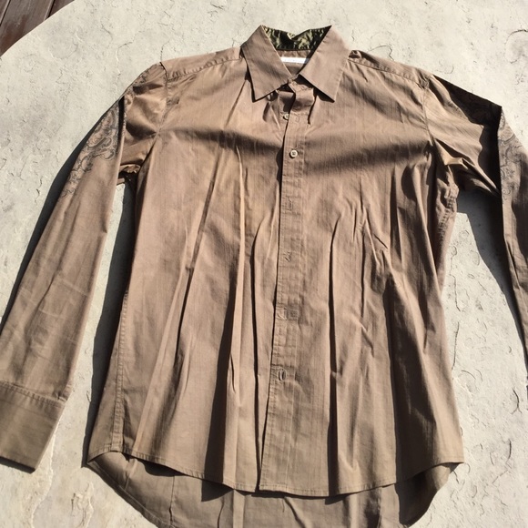 7 Diamonds Olive Button Up Shirt - Picture 1 of 3