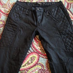 Leather- like biker black pants