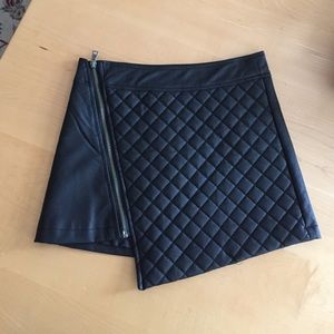 Faux Leather Quilted Mini Skirt