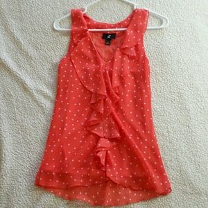 Pink polka dot blouse