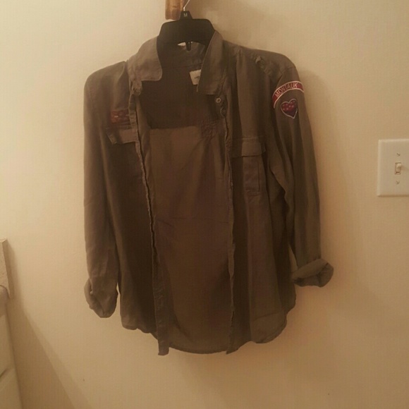 Camo Green Button Down Tunic (WORN ONCE)