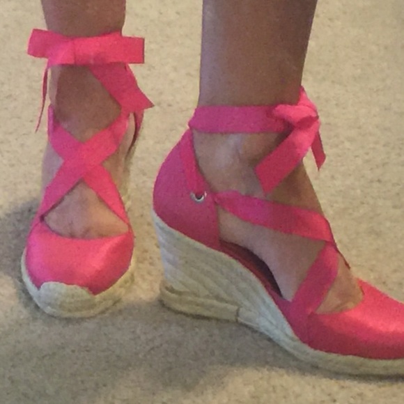 Franco Sarto pink silk ballet slipper espadrilles