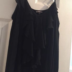 Black ruffle front tank
