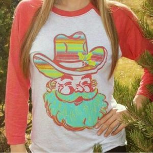 CLEARANCE Crazy Train Cowboy Santa Baseball Shirt
